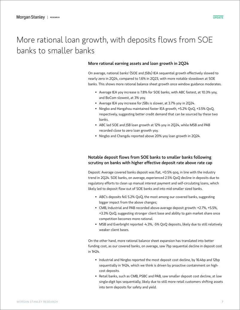 《Morgan Stanley-China Banks 2Q24 Wrap Earnings remained largely stable, bu...-110098773》 - 第7页预览图