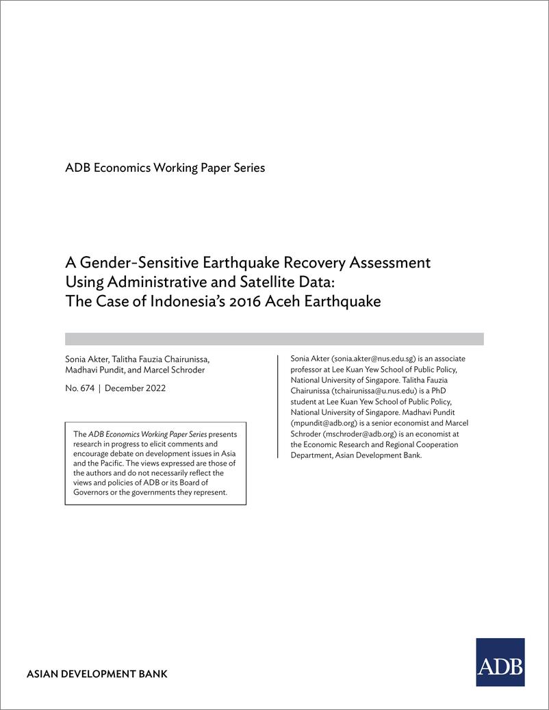 《亚开行-利用行政和卫星数据进行的性别敏感地震恢复评估：以印度尼西亚2016年亚齐地震为例（英）-2022.12-33页》 - 第3页预览图