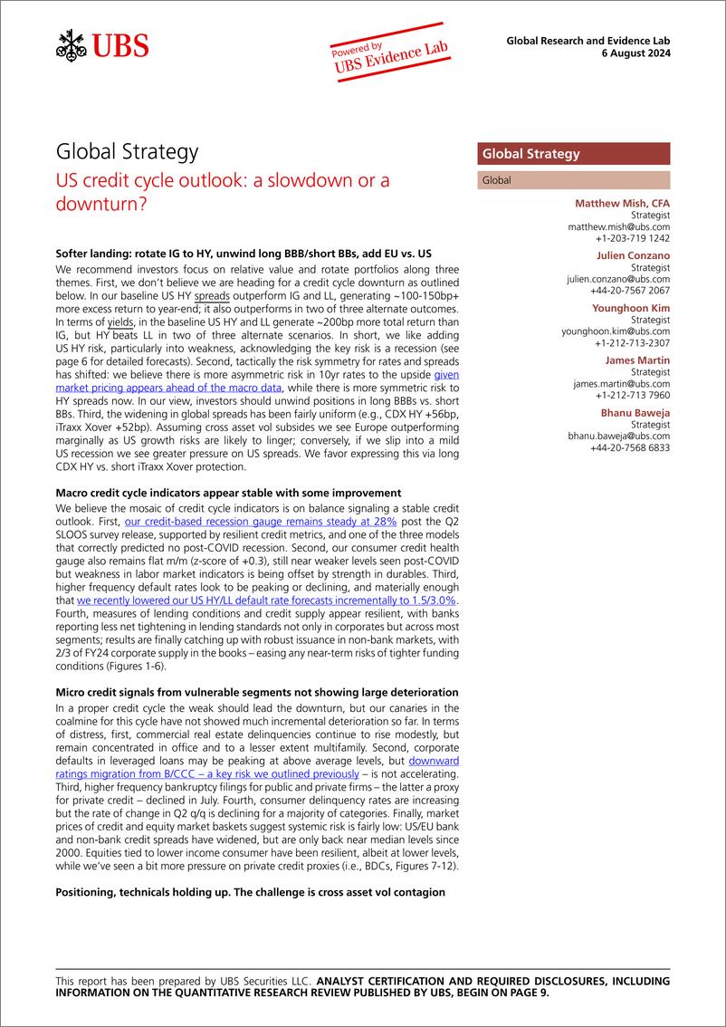 《UBS Equities-Global Strategy _US credit cycle outlook a slowdown or a do...-109703971》 - 第1页预览图