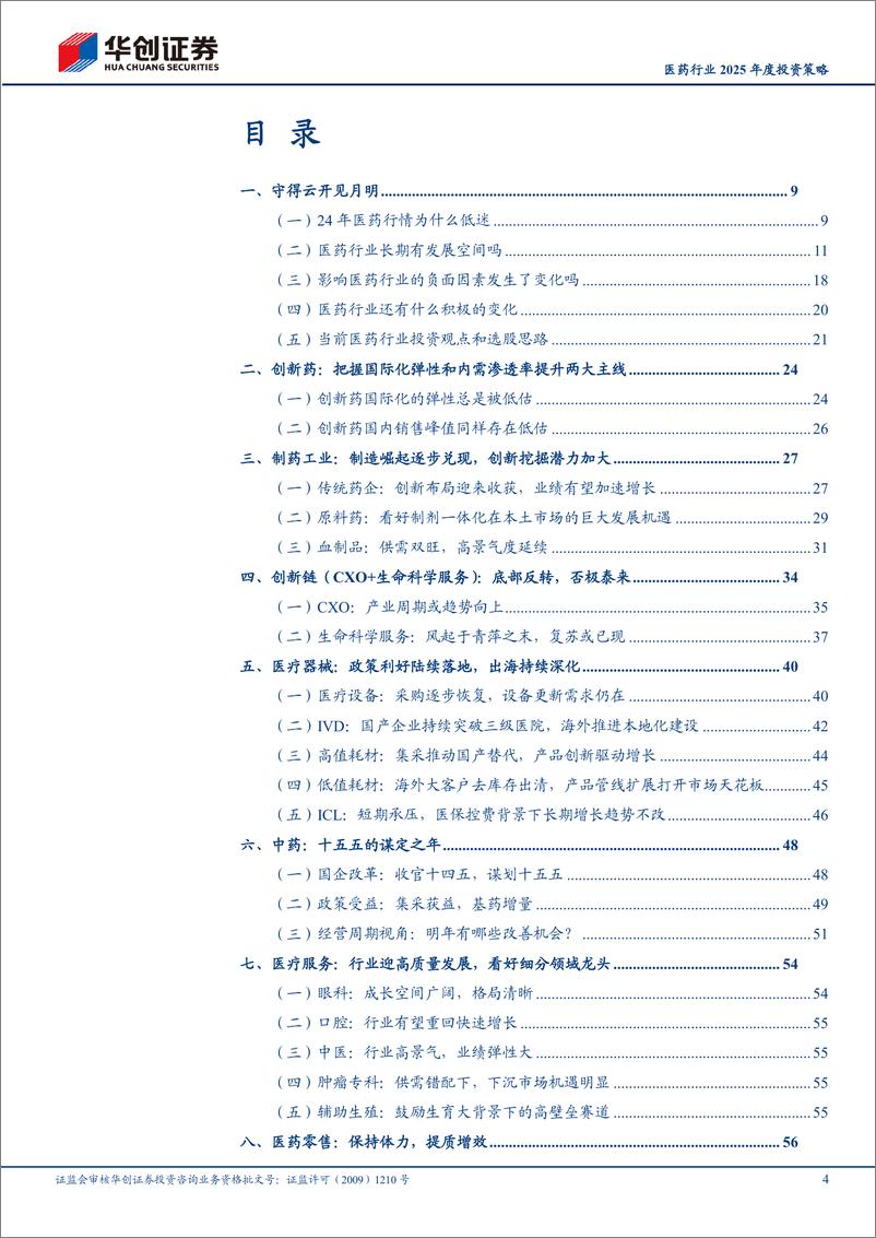 《医药行业2025年度投资策略：守得云开见月明-241110-华创证券-60页》 - 第4页预览图