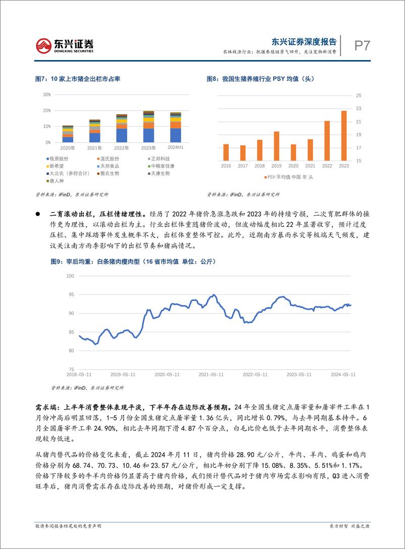 《农林牧渔行业2024年半年度展望：把握养殖链景气回升，关注宠物新消费-240731-东兴证券-30页》 - 第7页预览图