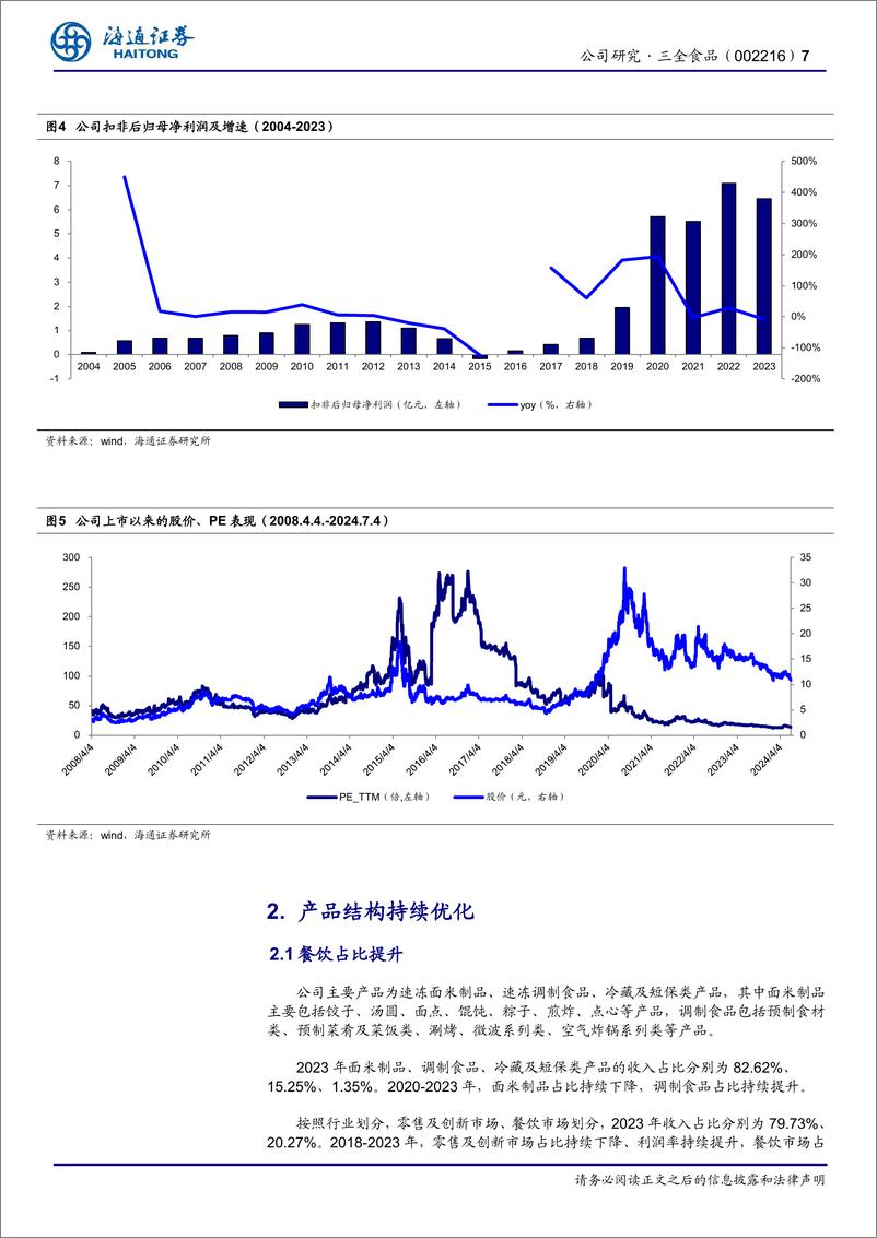 《三全食品(002216)公司研究报告：面米龙头，提质增效焕新机-240725-海通证券-15页》 - 第7页预览图