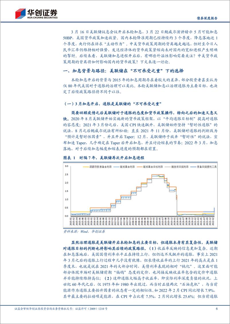 《【债券深度报告】中美货币政策周期初探：美联储收紧，会掣肘国内宽松吗？-20220323-华创证券-21页》 - 第7页预览图