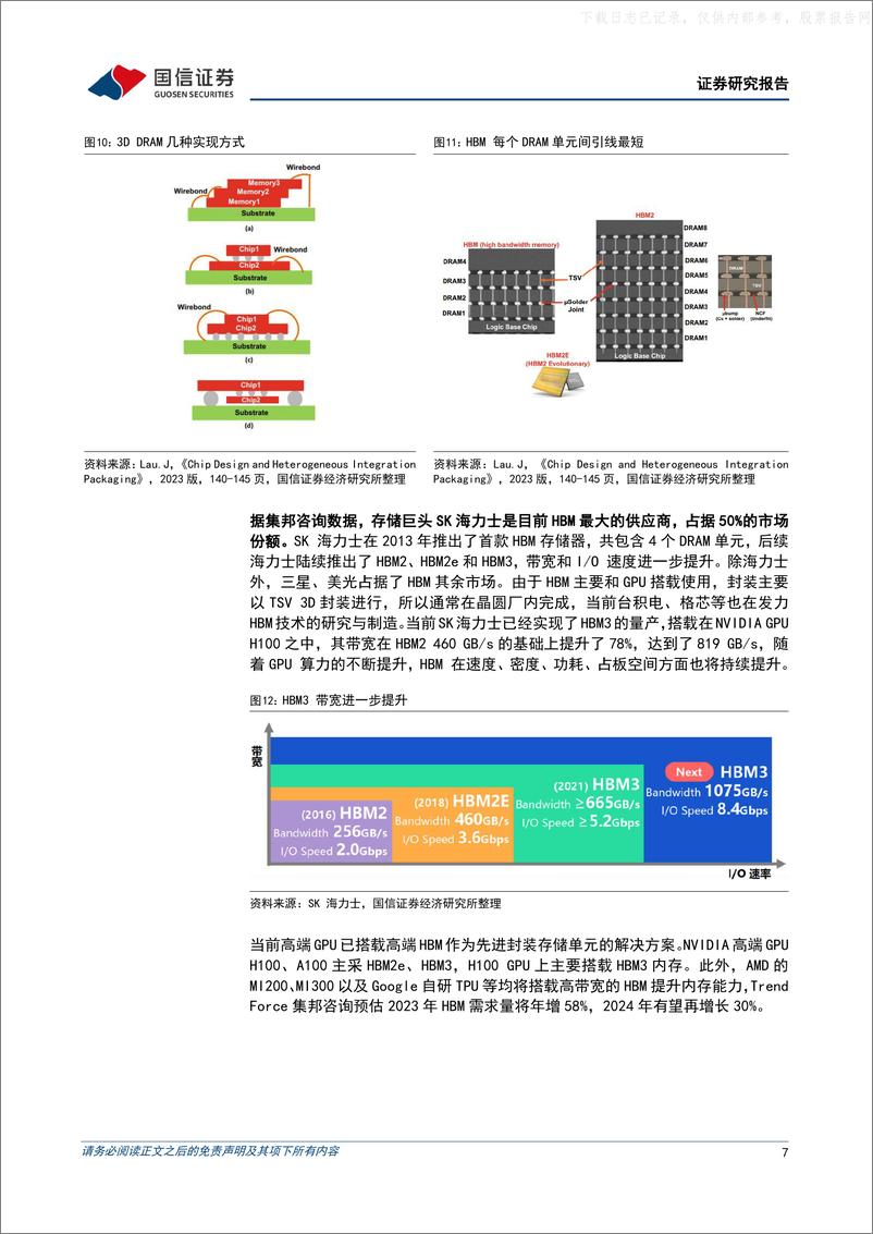 《国信证券-电子行业存储专题：AI发展驱动HBM高带宽存储器放量-230619》 - 第7页预览图