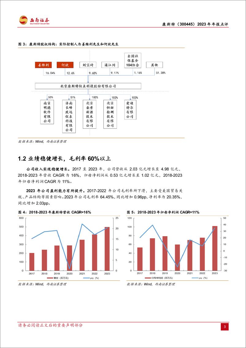 《康斯特-300445.SZ-2023年利润实现高增长，MEMS压力传感器未来可期-20240402-西南证券-13页》 - 第6页预览图