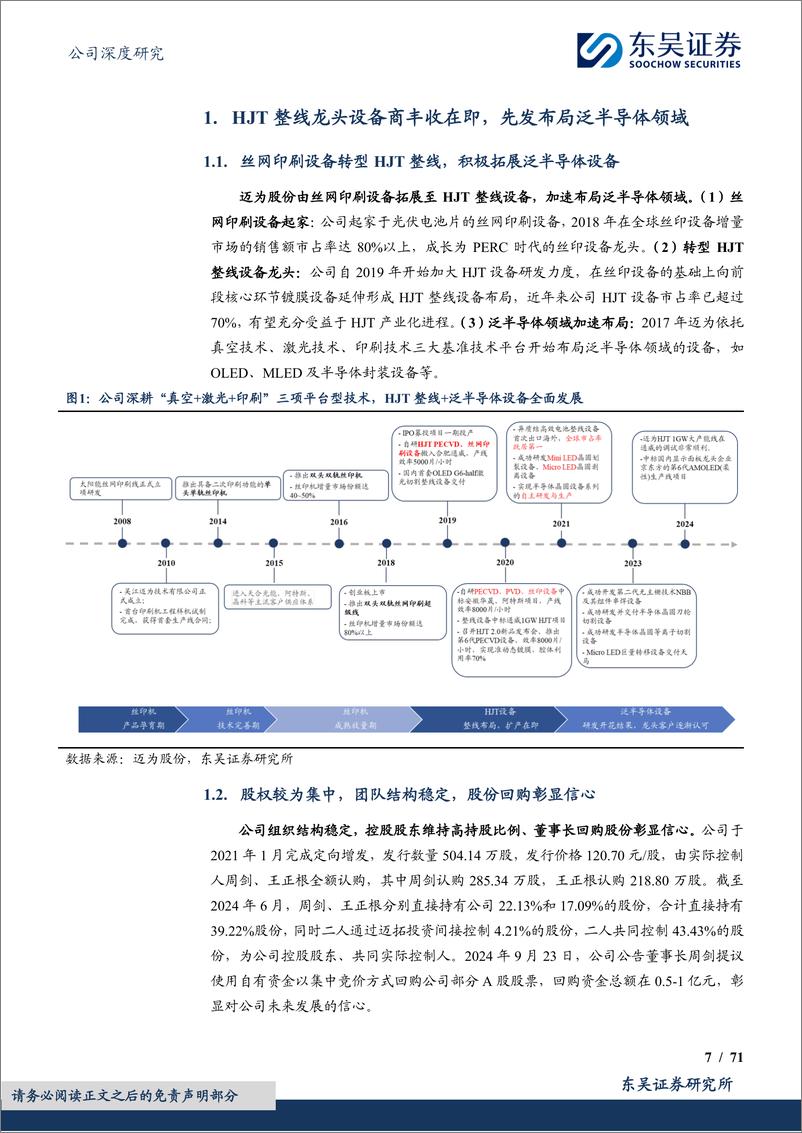 《迈为股份(300751)HJT整线设备龙头受益于行业规模扩产在即，泛半导体领域加速布局-240924-东吴证券-71页》 - 第7页预览图