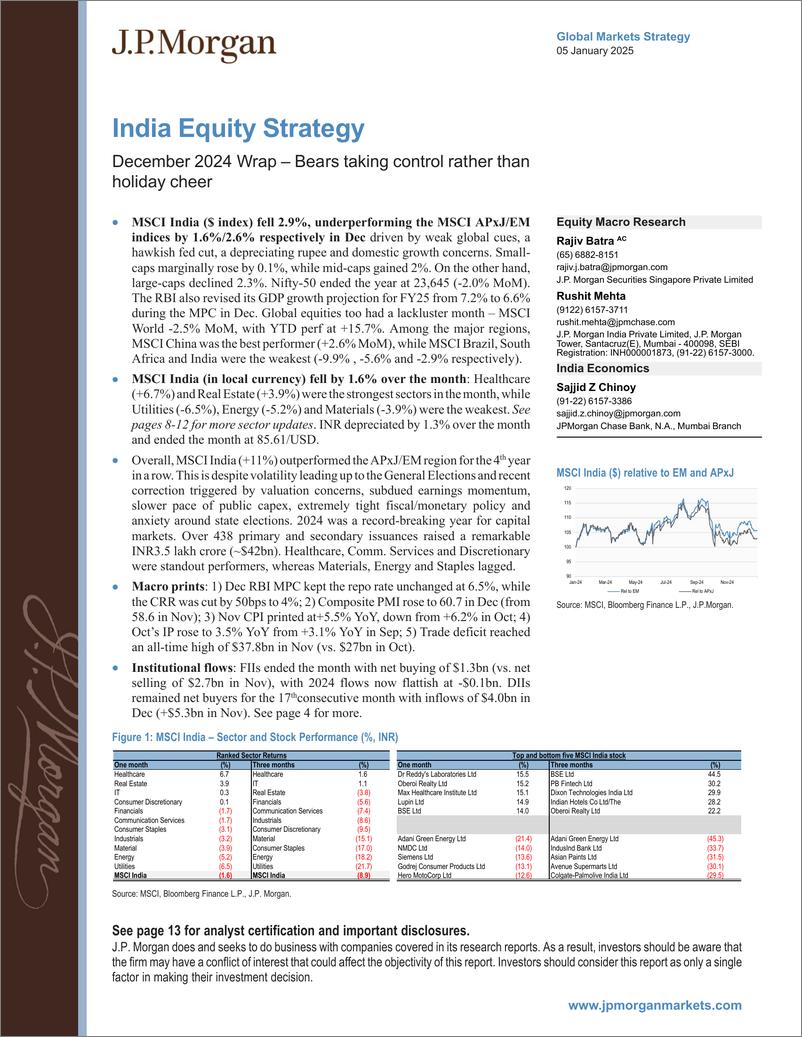 《JPMorgan-India Equity Strategy December 2024 Wrap – Bears taking cont...-112615288》 - 第1页预览图