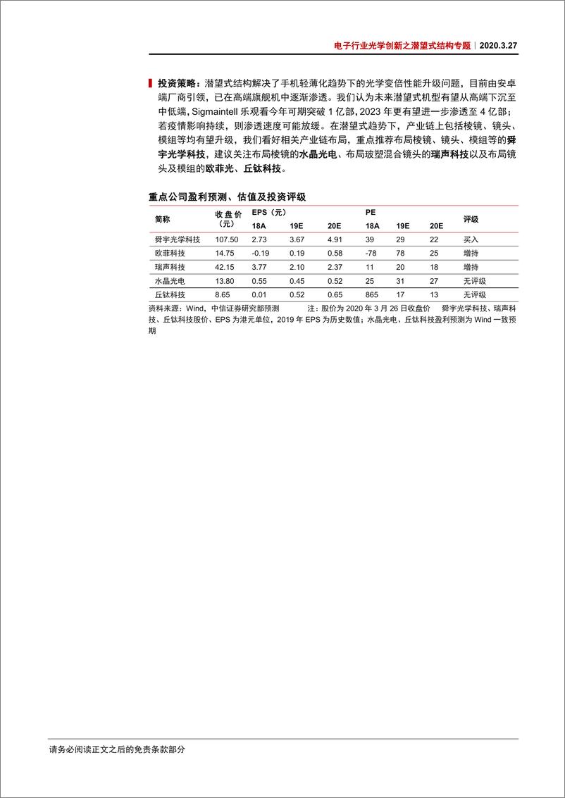 《电子行业光学创新之潜望式结构专题：潜望式机型升级至10倍光变，移动摄影再登巅峰-20200327-中信证券-26页》 - 第3页预览图