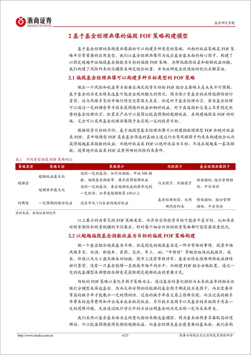 《FOF策略专题研究报告：基于基金经理画像的偏股FOF组合构建-20230529-浙商证券-23页》 - 第7页预览图