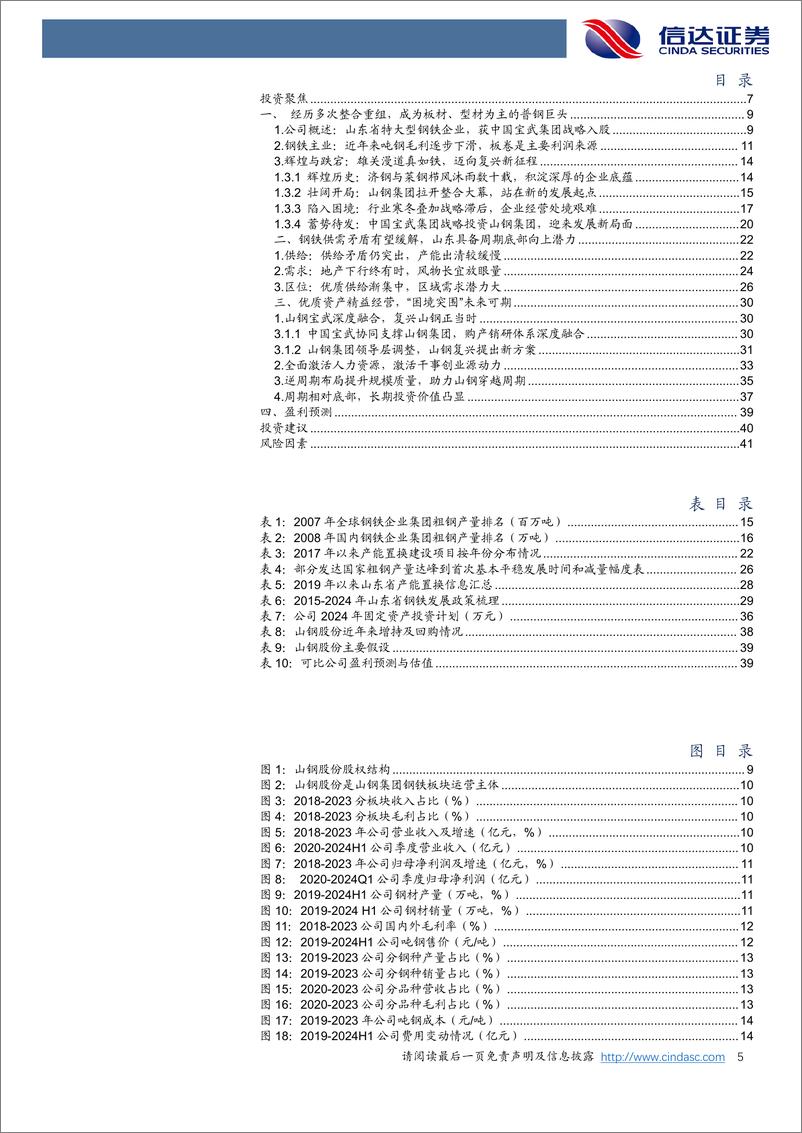 《山东钢铁(600022)公司首次覆盖报告：困境突围，山东钢铁的“谋”与“变”-240912-信达证券-44页》 - 第5页预览图