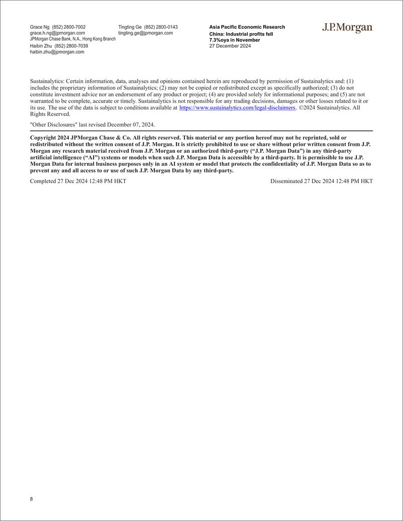 《JPMorgan Econ  FI-China Industrial profits fell 7.3oya in November-112453063》 - 第8页预览图