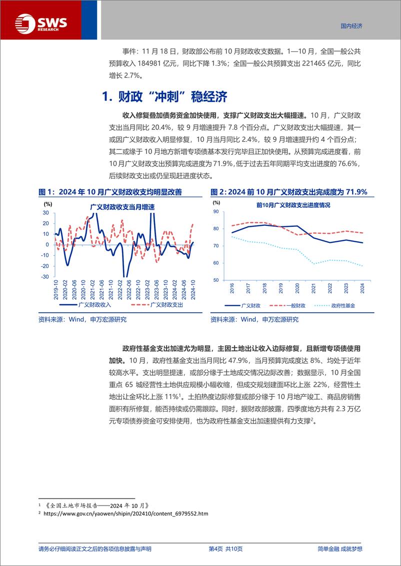 《10月财政数据点评：财政“冲刺”稳经济-241119-申万宏源-10页》 - 第4页预览图