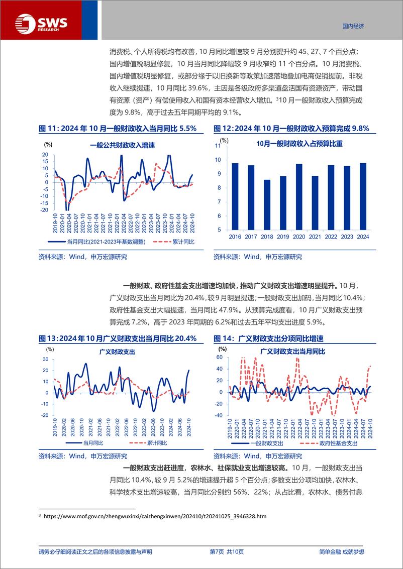 《10月财政数据点评：财政“冲刺”稳经济-241119-申万宏源-10页》 - 第7页预览图