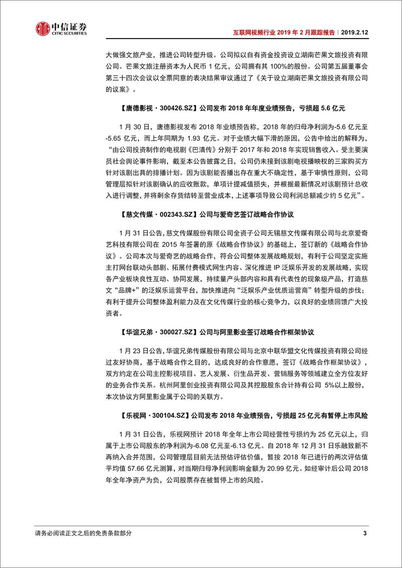 《互联网视频行业2019年2月跟踪报告：平台和内容公司战略合作意味着什么？-20190212-中信证券-14页》 - 第7页预览图