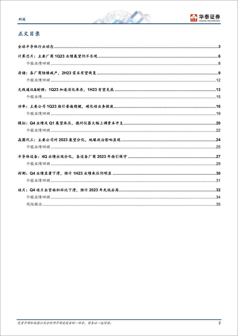 《电子行业月报： 2月半导体，海外企业眼里的2023-20230226-华泰证券-38页》 - 第3页预览图