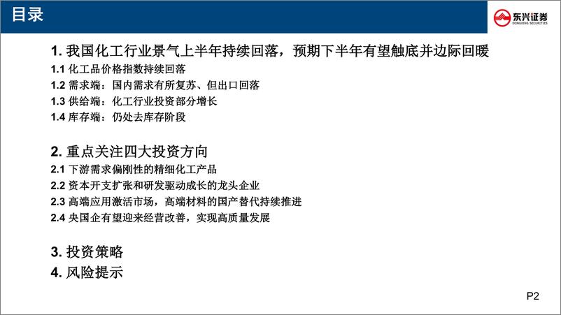 《化工行业2023年中期策略报告：化工行业景气回落，细分领域仍存投资机会-20230721-东兴证券-18页》 - 第3页预览图