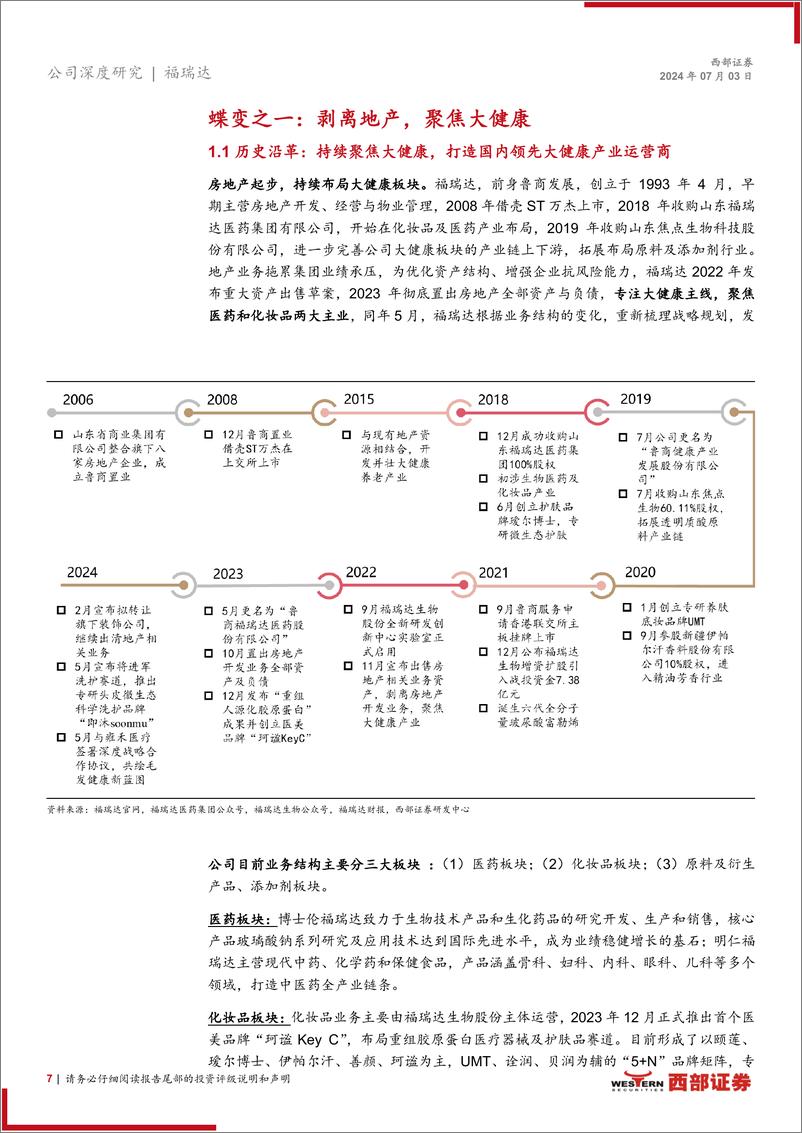 《福瑞达(600223)首次覆盖：转型蝶变，轻装上阵再出发-240703-西部证券-37页》 - 第7页预览图