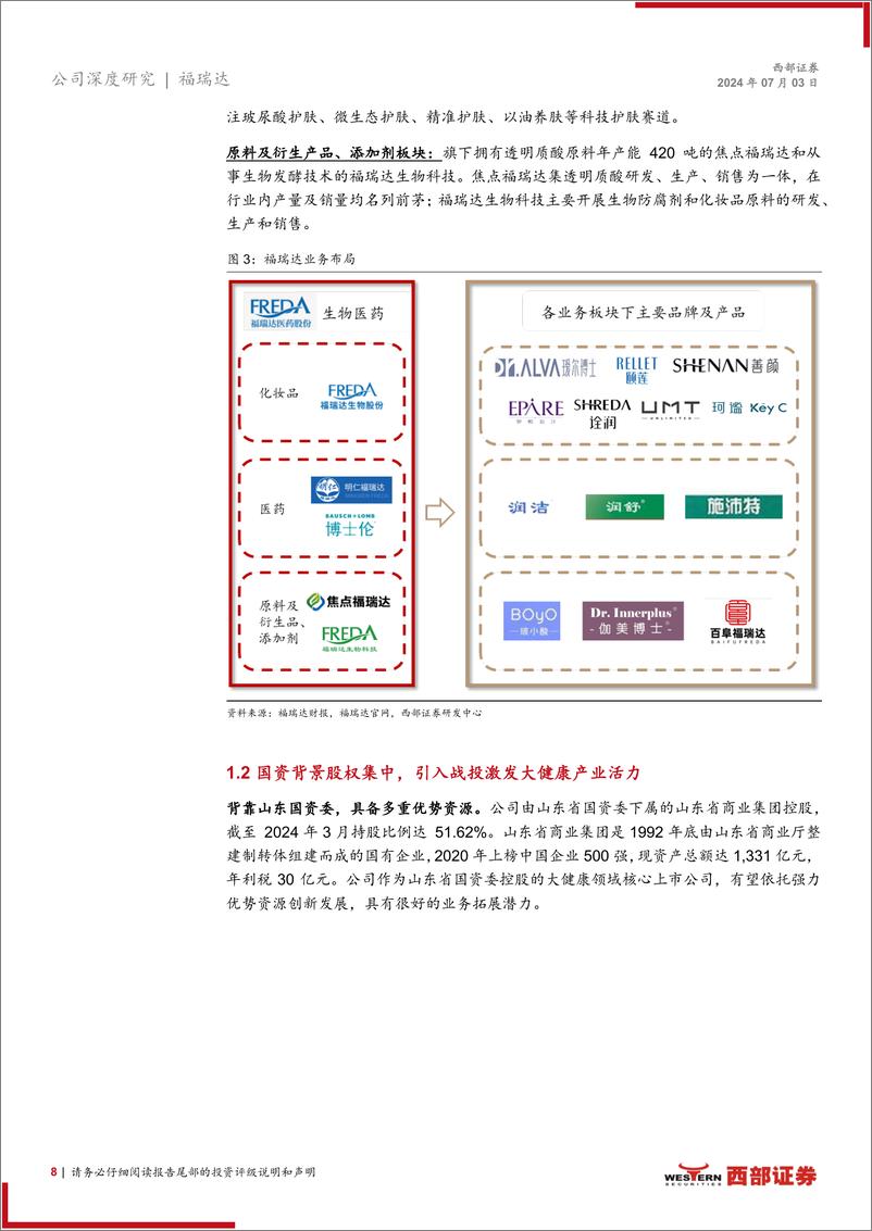 《福瑞达(600223)首次覆盖：转型蝶变，轻装上阵再出发-240703-西部证券-37页》 - 第8页预览图