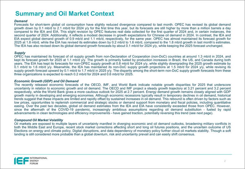 《IEF-2024年8月石油市场月报比较分析（英）-25页》 - 第2页预览图