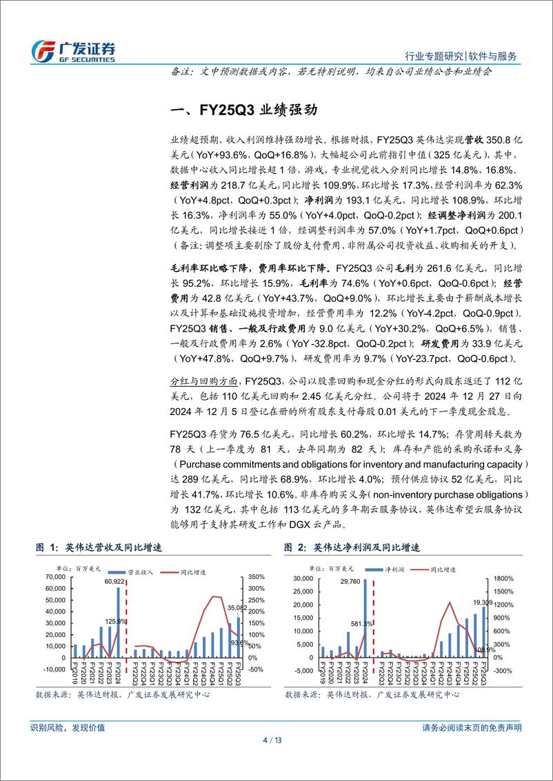 《软件与服务行业美股科技股观察｜24Q3业绩跟踪：英伟达，业绩延续强劲增势，新产品已全面投产，供不应求持续至25年-241124-广发证券-13页》 - 第4页预览图