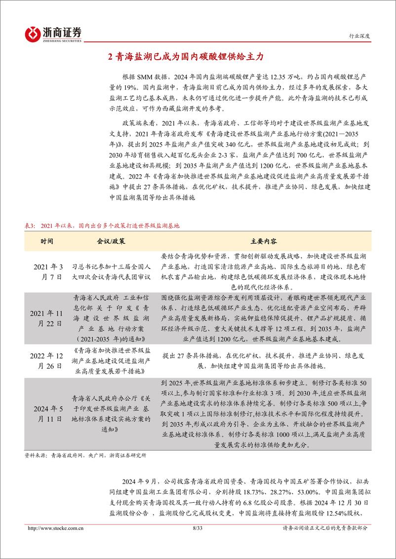 《锂行业深度报告_破冰寻锂系列1_中国盐湖集团成立_青海盐湖迎来发展新台阶》 - 第8页预览图