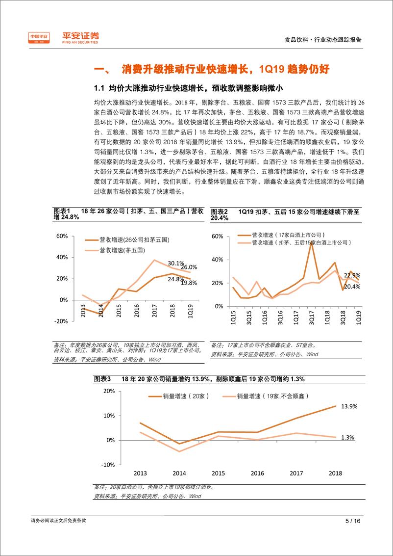 《食品饮料行业白酒2018年年报及2019年一季报业绩综述：18年行业加速升级，锁定龙头分享成长-20190508-平安证券-16页》 - 第6页预览图