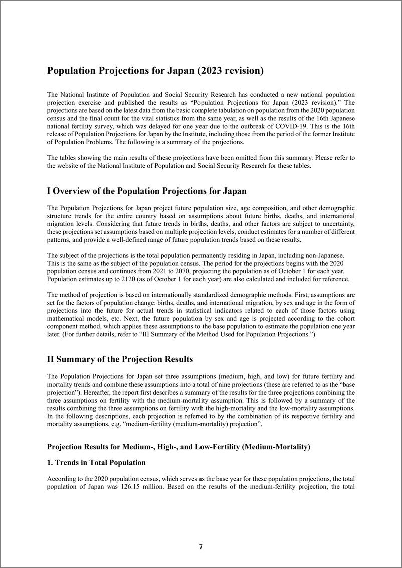 《2021-2070年日本人口预测报告（2023年修订版）（英）-81页》 - 第8页预览图