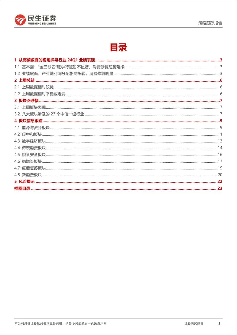 《行业信息跟踪：从高频数据的视角探寻行业24Q1业绩-240312-民生证券-24页》 - 第2页预览图