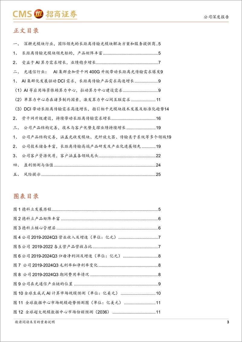 《德科立(688205)长距离光传输领先企业，DCI打开增长空间-241124-招商证券-27页》 - 第3页预览图