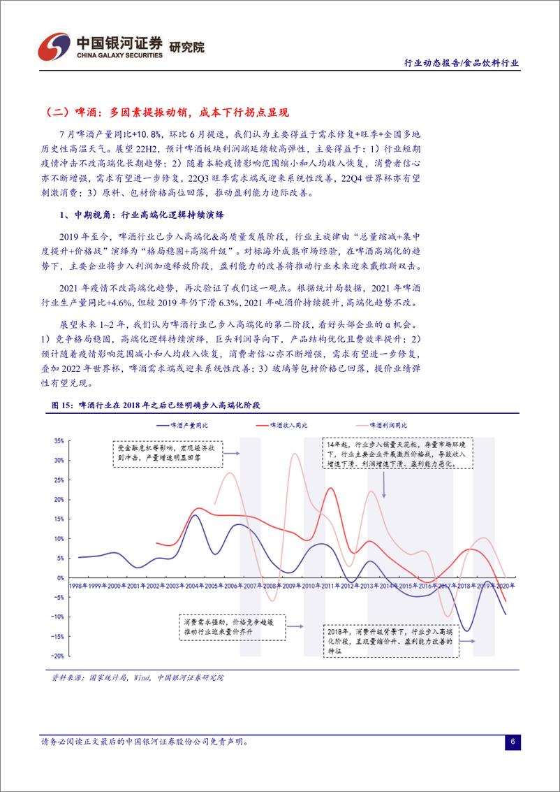 《食品饮料行业月度动态报告：需求阶段性弱复苏，啤酒行业表现突出-20220915-银河证券-22页》 - 第8页预览图