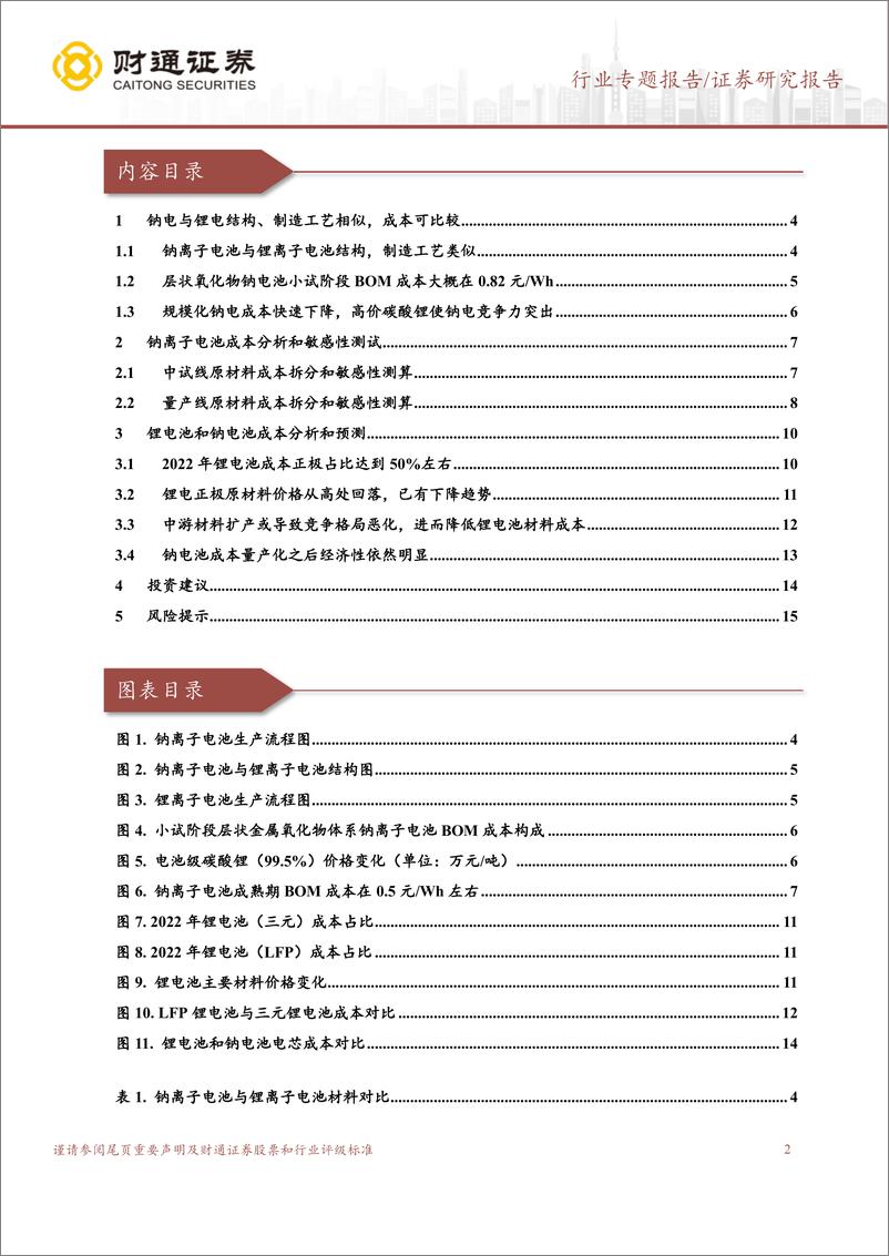 《电池行业钠电池成本测算专题：23年或开始具备性价比-20230315-财通证券-16页》 - 第3页预览图