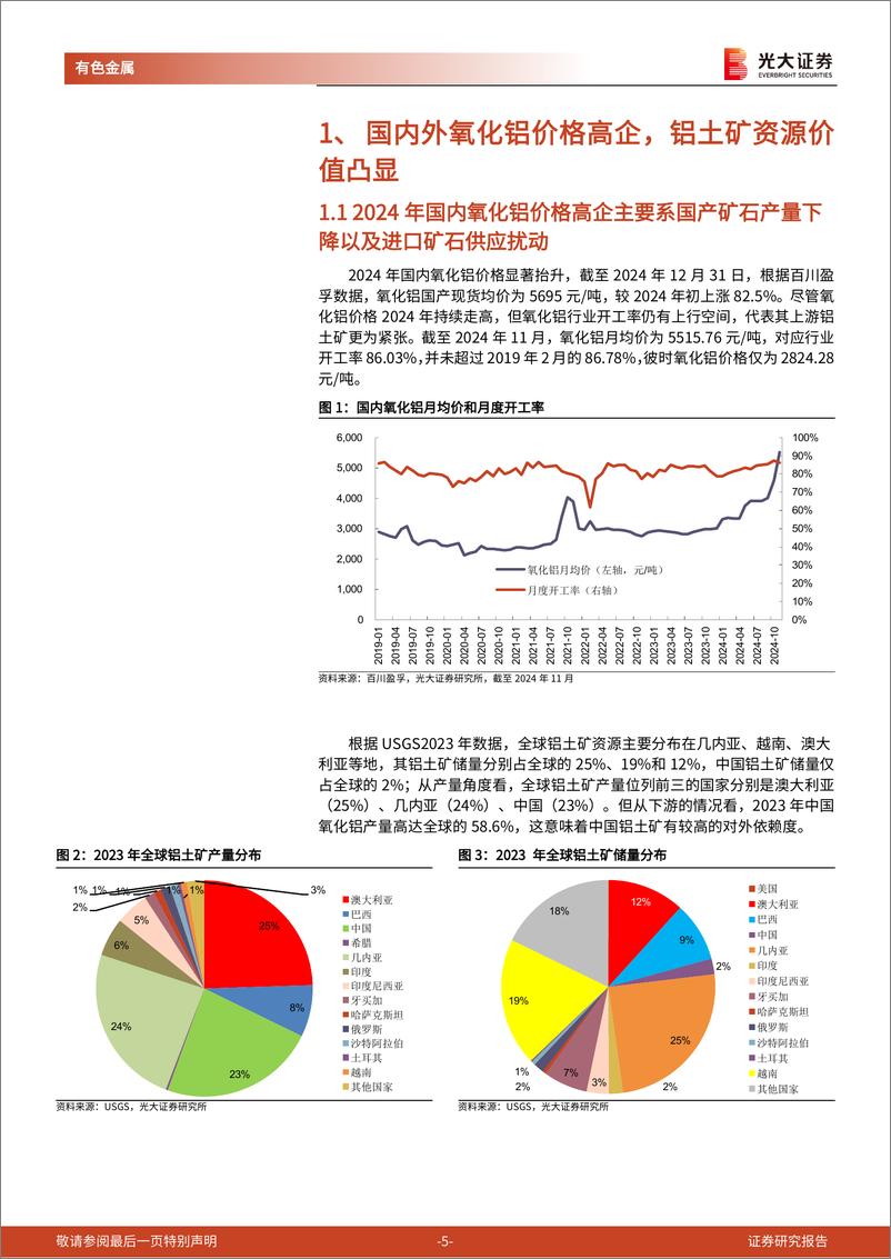 《电解铝行业系列报告之二：氧化铝价格或现拐点，电解铝景气底部抬升-250114-光大证券-17页》 - 第5页预览图