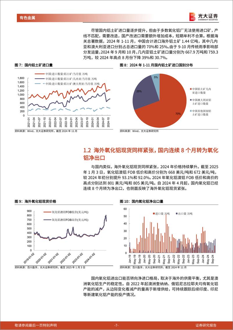 《电解铝行业系列报告之二：氧化铝价格或现拐点，电解铝景气底部抬升-250114-光大证券-17页》 - 第7页预览图