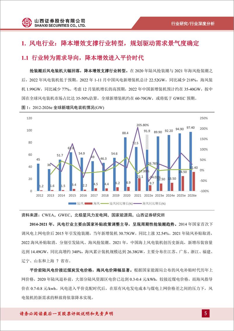 《风电行业深度报告：海风开启高景气周期，聚焦风机大型化与高附加值环节-20230112-山西证券-34页》 - 第6页预览图