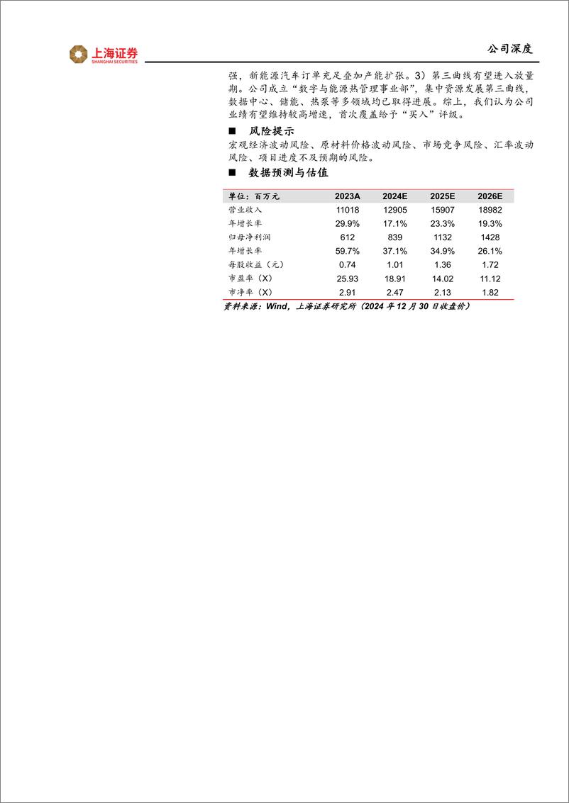 《银轮股份(002126)首次覆盖：热管理龙头加速全球布局，二三曲线发力支撑业绩增长-241231-上海证券-26页》 - 第2页预览图