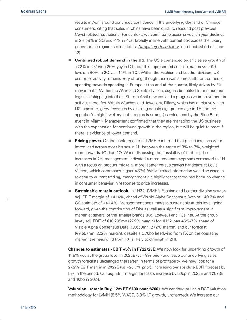 《LVMH Moet-Hennessy Louis Vuitton (LVMH.PA 1H2 Sales +19% cFX with +6% EBIT beat; reiterate Buy, PT to €730 (was €700)(1)》 - 第4页预览图