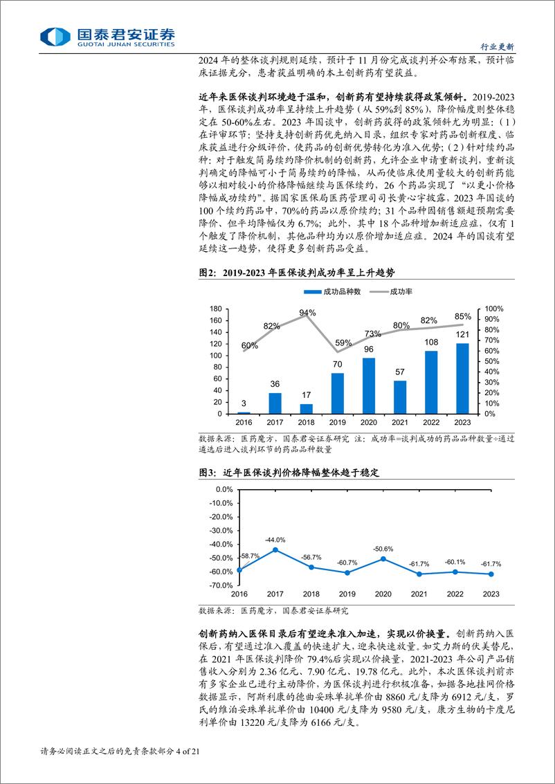 《医药行业：医保谈判在即，有望促新一轮创新药放量-241017-国泰君安-21页》 - 第4页预览图