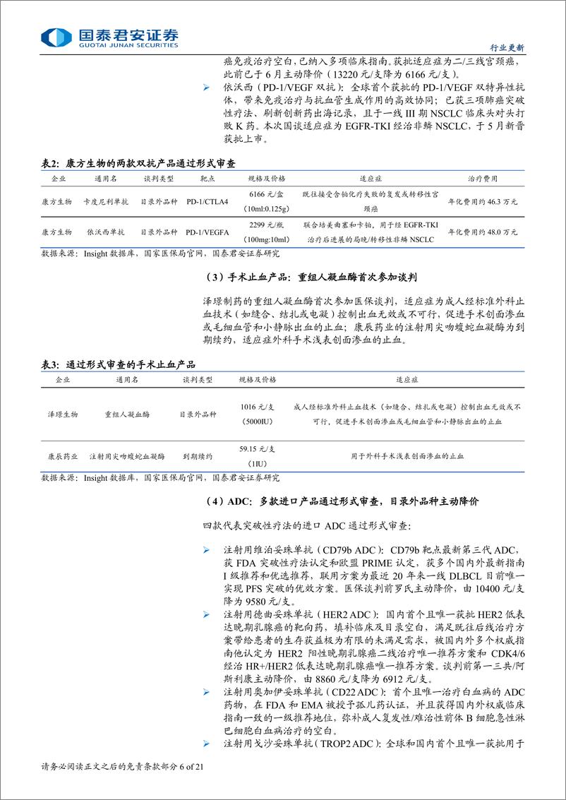 《医药行业：医保谈判在即，有望促新一轮创新药放量-241017-国泰君安-21页》 - 第6页预览图