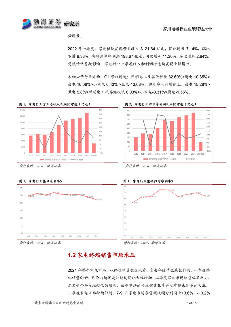 《家电行业2021年年报及2022年一季报综述：家电板块配置正当时-20220519-渤海证券-18页》 - 第7页预览图