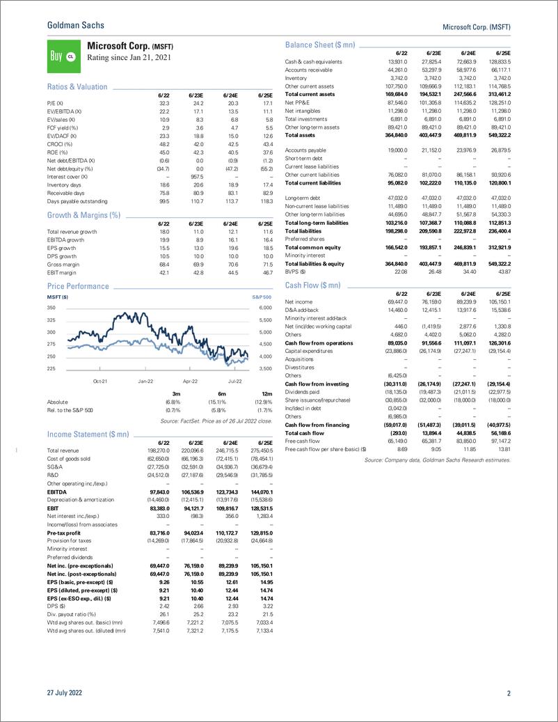 《Microsoft Corp. (MSFT PC and FX headwinds are more than offset by $100bn Cloud Revenue runrate, growing at 33% CC – F4Q22 R...(1)》 - 第3页预览图