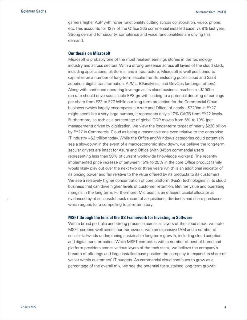 《Microsoft Corp. (MSFT PC and FX headwinds are more than offset by $100bn Cloud Revenue runrate, growing at 33% CC – F4Q22 R...(1)》 - 第5页预览图