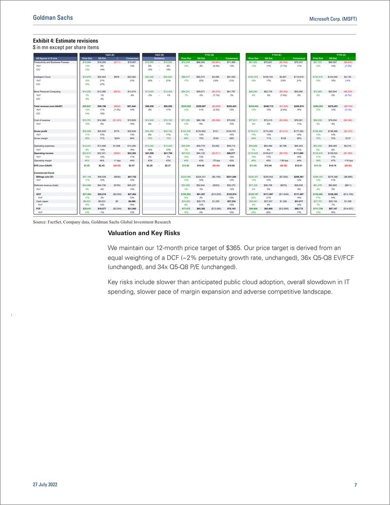 《Microsoft Corp. (MSFT PC and FX headwinds are more than offset by $100bn Cloud Revenue runrate, growing at 33% CC – F4Q22 R...(1)》 - 第8页预览图