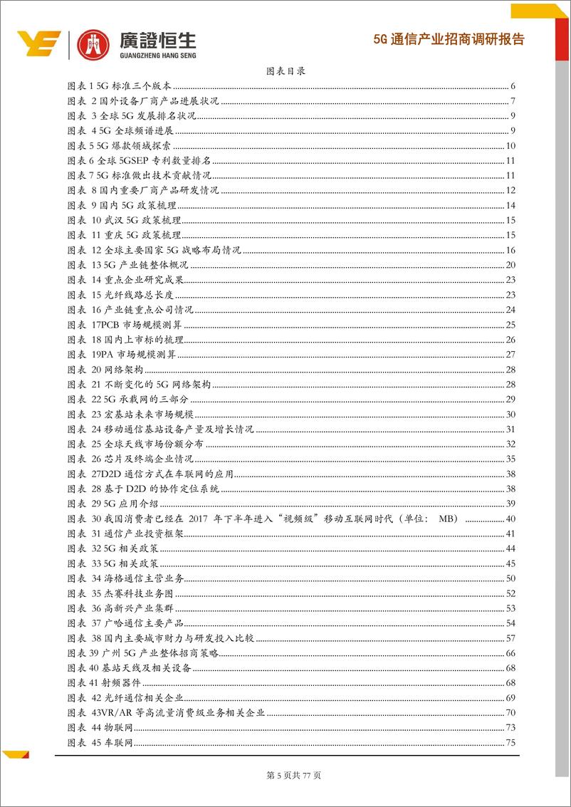 《通信行业：5G通信产业招商调研报告，5G商用正式启动，锁定价值高地，打造广州5G产业优势-20190725-广证恒生-77页》 - 第6页预览图