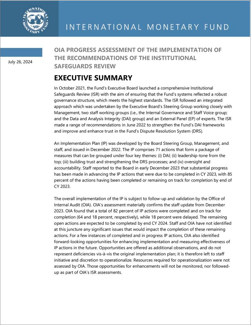 《IMF-内审办关于机构保障监督审查建议执行进展评估的报告（英）-2024-44页》 - 第3页预览图