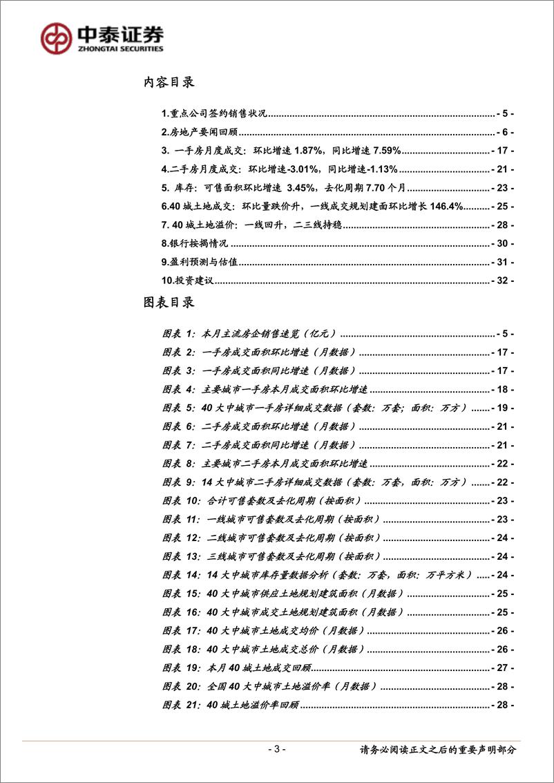 《房地产行业月报：重点城市销售维持韧性，一城一策微调或常态化-20190610-中泰证券-33页》 - 第3页预览图