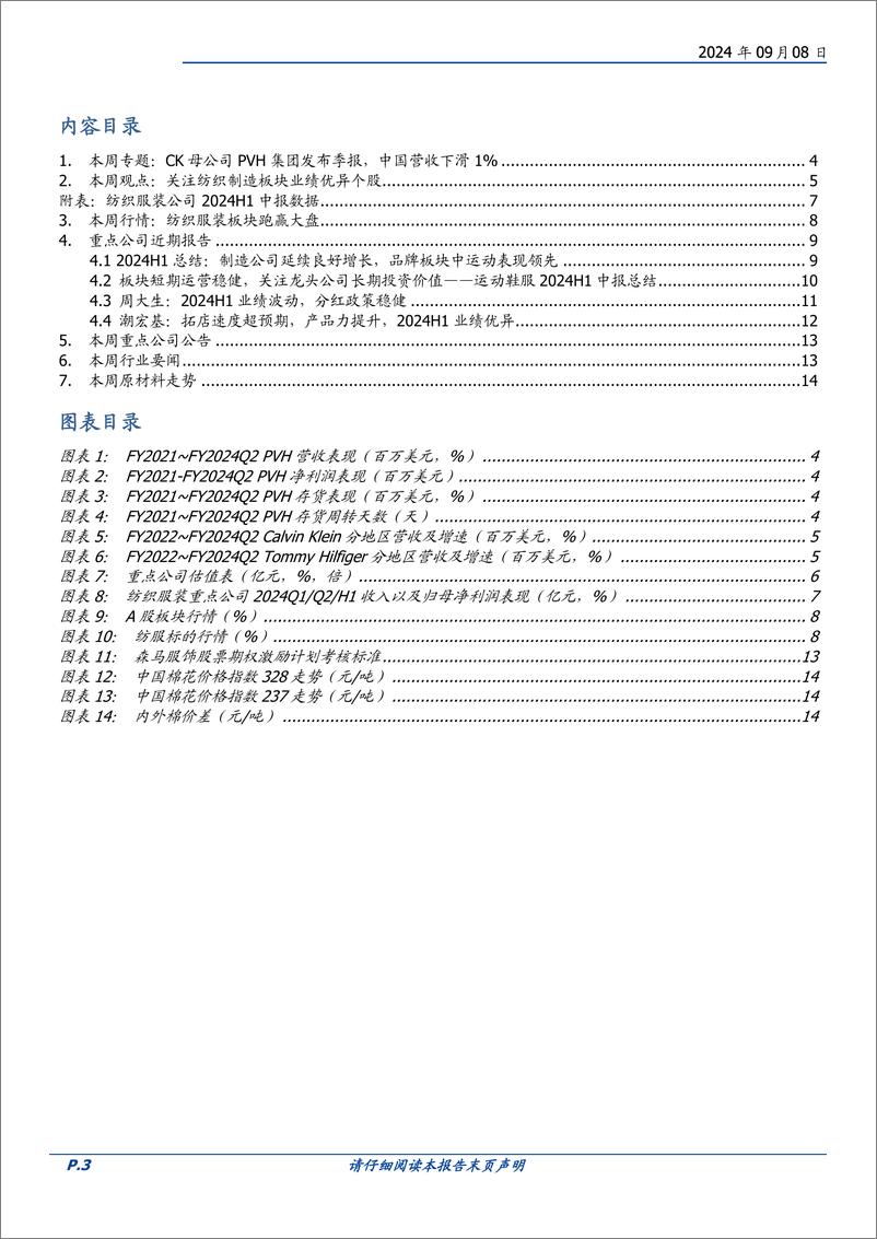 《纺织服饰行业周专题：CK母公司PVH集团发布季报，中国营收下滑1%25-240908-国盛证券-16页》 - 第3页预览图