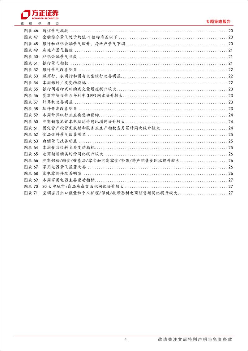 《A股中观景气全景扫描(6月第4期)：A股整体景气略有回升，金融综合和TMT景气均改善-240624-方正证券-29页》 - 第4页预览图