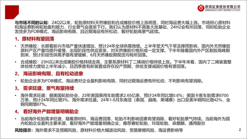 《轮胎行业报告：原材料回落、海运费松动，景气有望延续-240715-浙商证券-20页》 - 第2页预览图