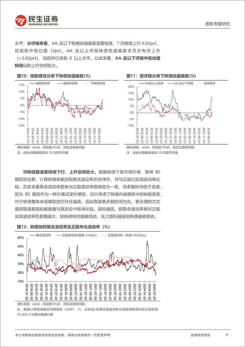 《转债策略研究系列：8月转债策略组合，期权估值重回历史低位-240805-民生证券-20页》 - 第7页预览图