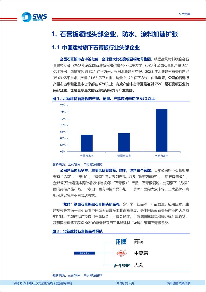 《北新建材(000786)央企资质%2b优质管理巩固石膏板核心优势，两翼业务加速布局-240805-申万宏源-36页》 - 第7页预览图